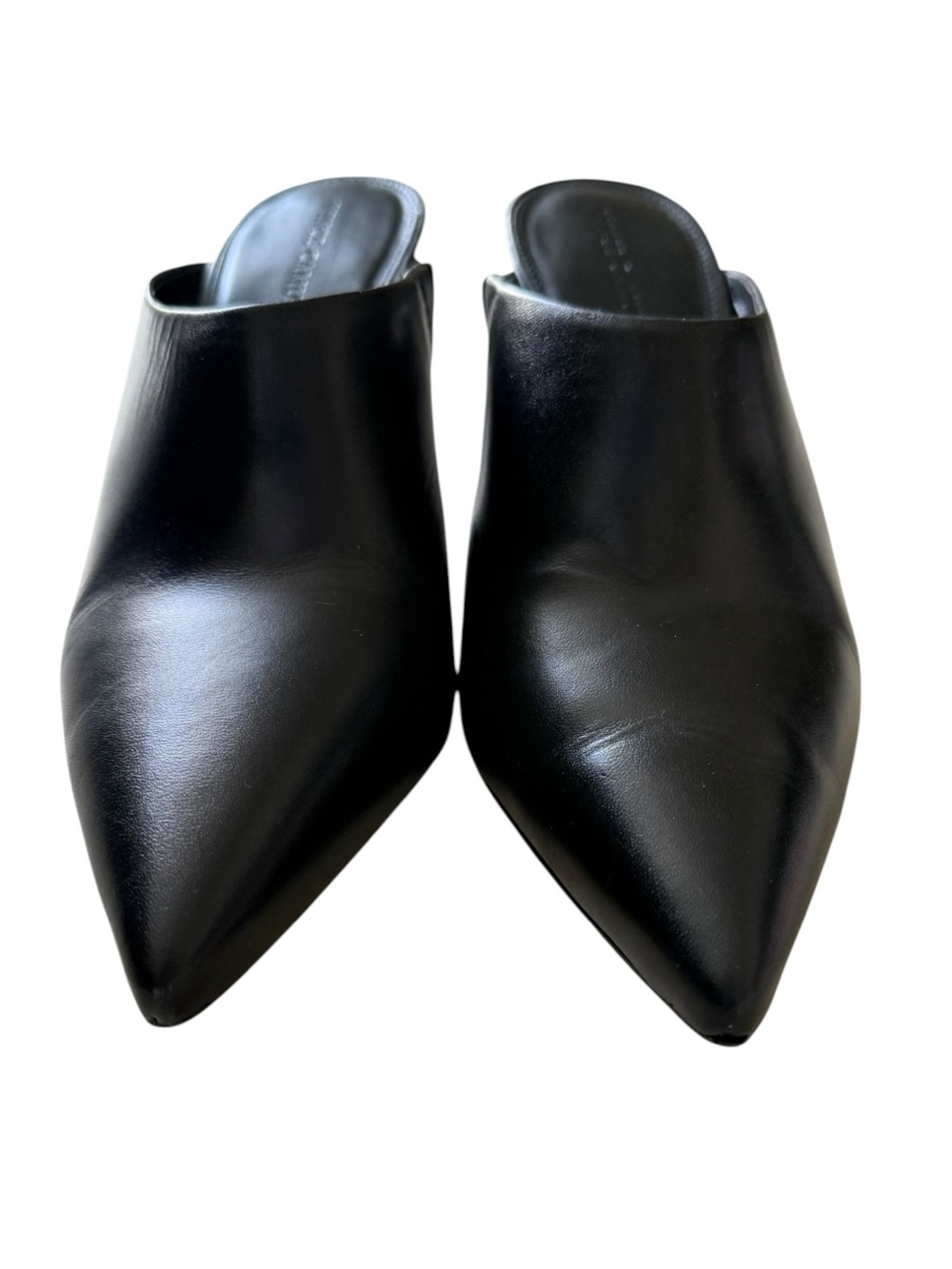 Vince Camuto Trexanta Black Leather Pointed Toe Mule Heels Size 8.5